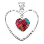 Heart - Kingman Orange Dahlia Turquoise 925 Sterling Silver Pendant Necklace Jewelry SP01035
