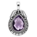 Amethyst Checker Briolette 925 Sterling Silver Pendant Necklace Jewelry SP01036