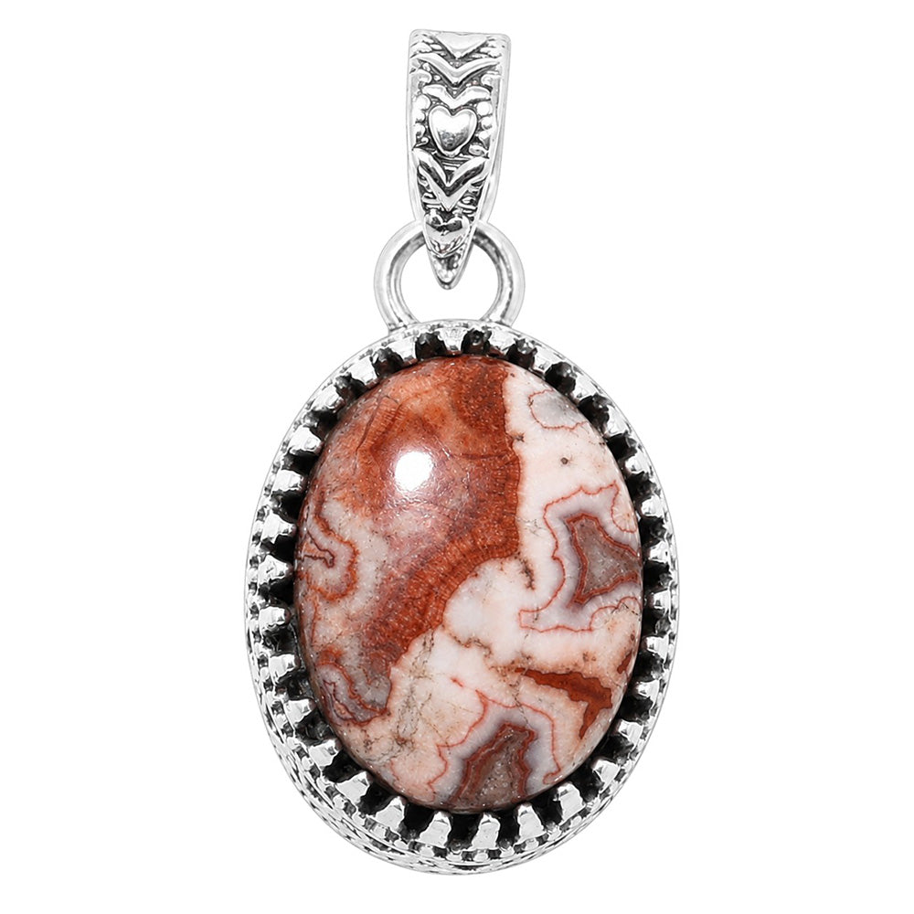 Filigree - Laguna Lace Agate 925 Sterling Silver Pendant Necklace Jewelry SP01039