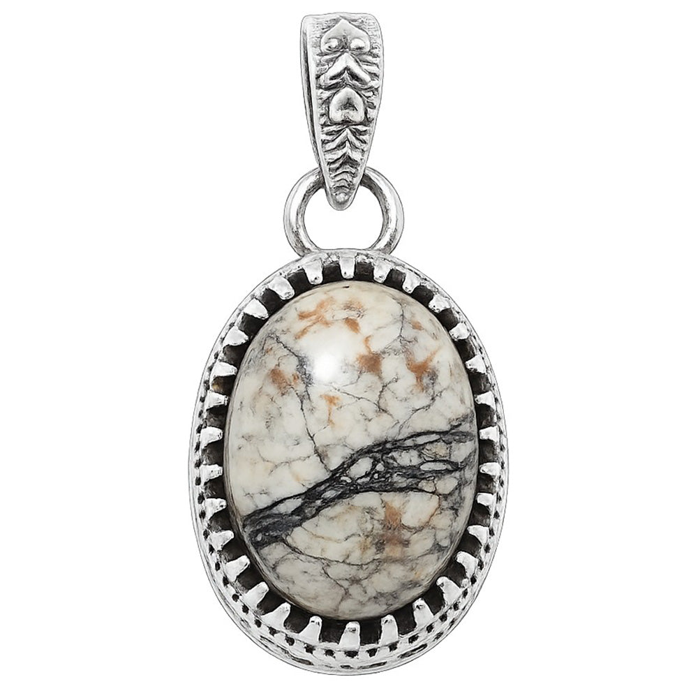 Filigree - Authentic White Buffalo Turquoise Nevada 925 Sterling Silver Pendant Necklace Jewelry SP01040