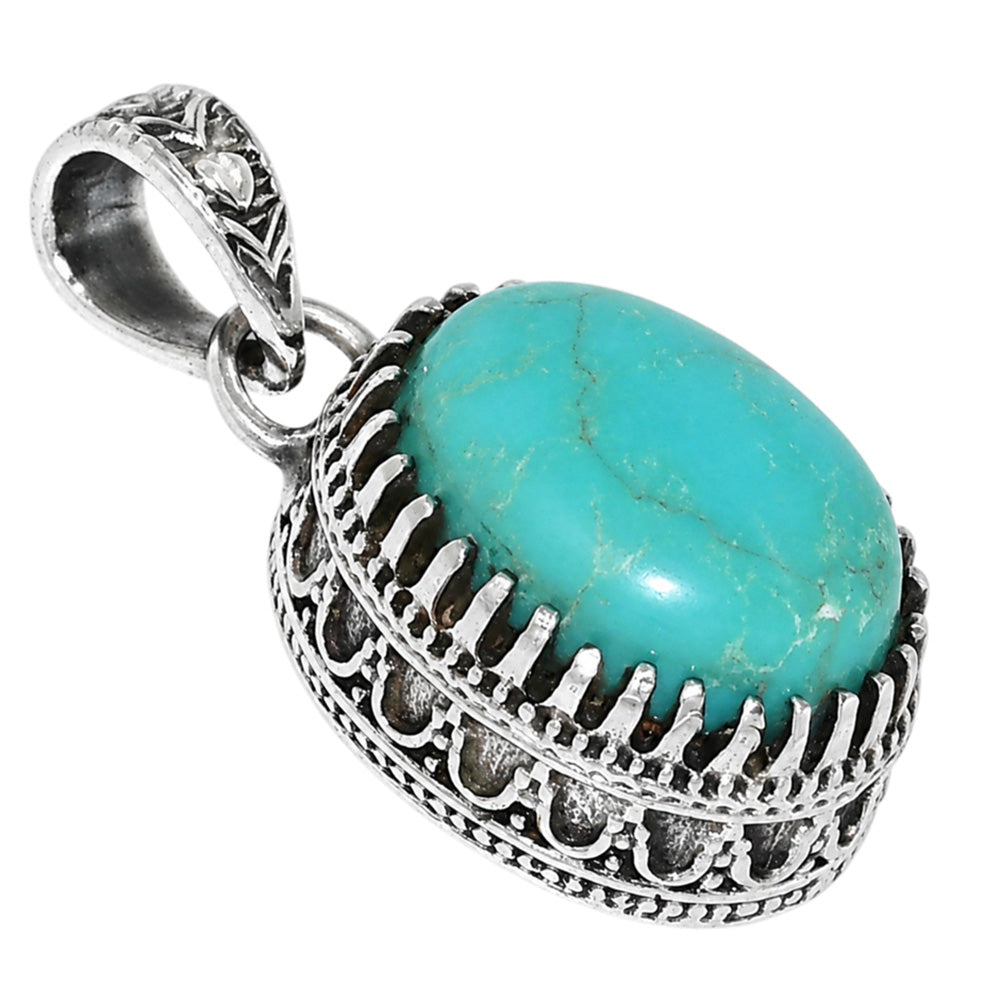 Filigree - Sleeping Beauty Turquoise 925 Sterling Silver Pendant Necklace Jewelry SP01041