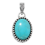 Filigree - Sleeping Beauty Turquoise 925 Sterling Silver Pendant Necklace Jewelry SP01041