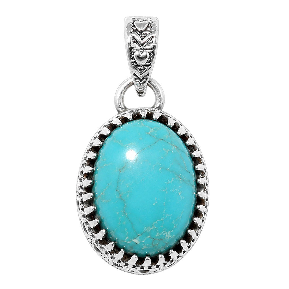 Filigree - Sleeping Beauty Turquoise 925 Sterling Silver Pendant Necklace Jewelry SP01041