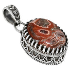 Filigree - Laguna Lace Agate 925 Sterling Silver Pendant Necklace Jewelry SP01043