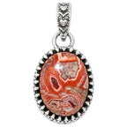 Filigree - Laguna Lace Agate 925 Sterling Silver Pendant Necklace Jewelry SP01043