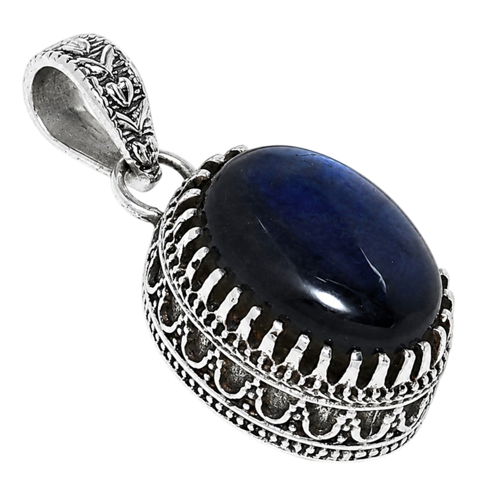 Filigree - Blue Labradorite 925 Sterling Silver Pendant Necklace Jewelry SP01044