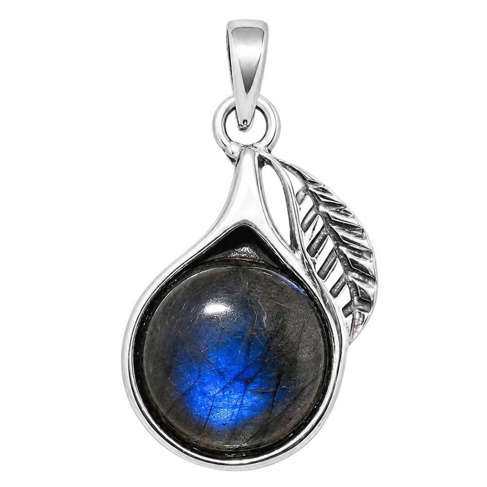 Leaf - Blue Labradorite 925 Sterling Silver Pendant Necklace Jewelry SP01046