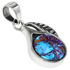 Leaf - Kingman Purple Dahlia Turquoise 925 Sterling Silver Pendant Necklace Jewelry SP01047