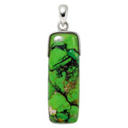 Green Matrix Turquoise 925 Sterling Silver Pendant Necklace Jewelry SP01051
