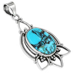 Lucky Charm Tibetan Turquoise 925 Sterling Silver Pendant Necklace Jewelry SP01054