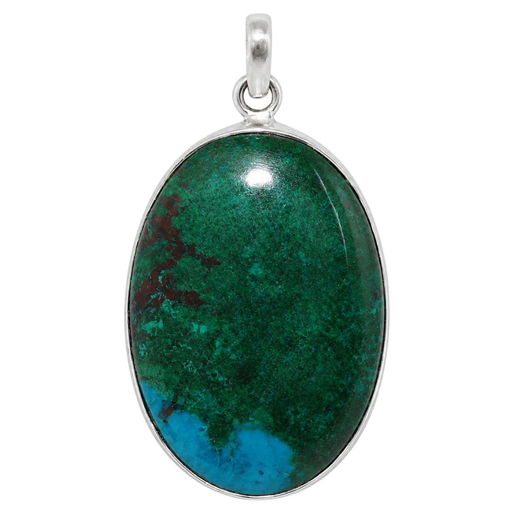 Azurite Chrysocolla 925 Sterling Silver Pendant Necklace Jewelry SP01057