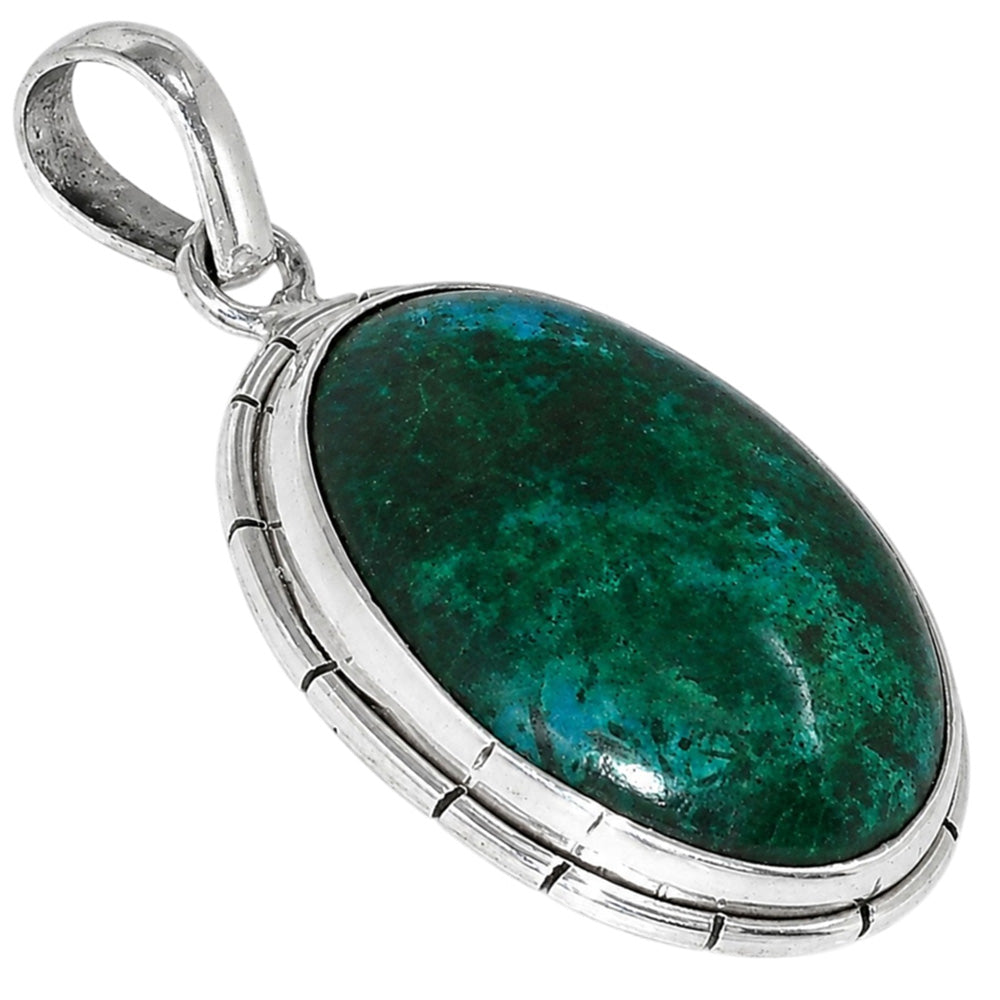 Azurite Chrysocolla 925 Sterling Silver Pendant Necklace Jewelry SP01059