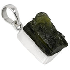 Moldavite Rough 925 Sterling Silver Pendant Necklace Jewelry SP01060