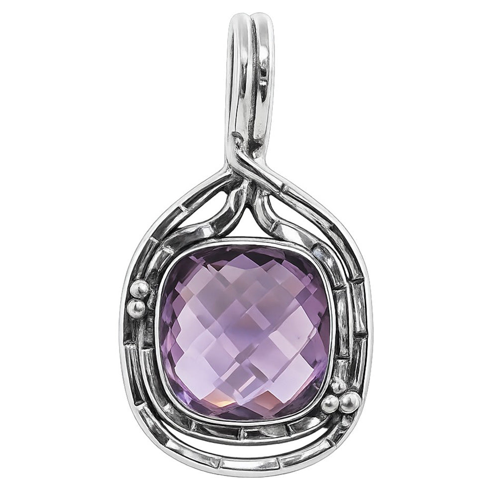 Amethyst Checker Briolette 925 Sterling Silver Pendant Necklace Jewelry SP01061
