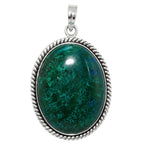 Azurite Chrysocolla 925 Sterling Silver Pendant Necklace Jewelry SP01063