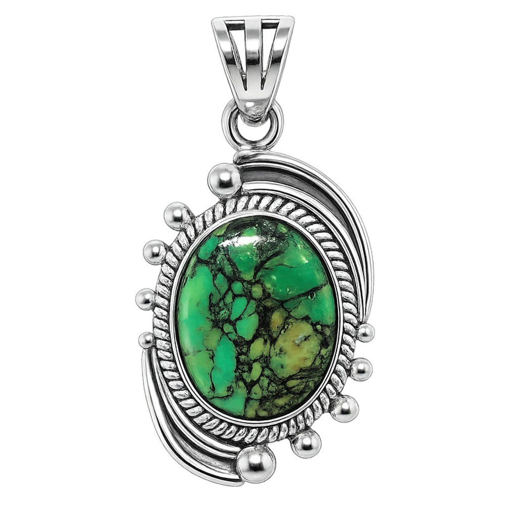 Green Matrix Turquoise 925 Sterling Silver Pendant Necklace Jewelry SP01064
