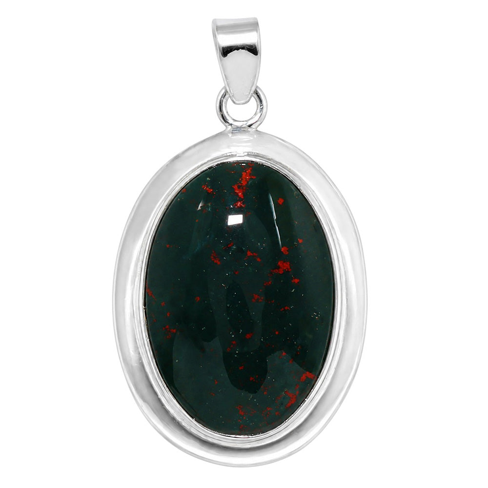 Blood Stone 925 Sterling Silver Pendant Necklace Jewelry SP01066