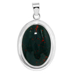Blood Stone 925 Sterling Silver Pendant Necklace Jewelry SP01066
