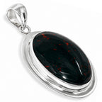 Blood Stone 925 Sterling Silver Pendant Necklace Jewelry SP01066