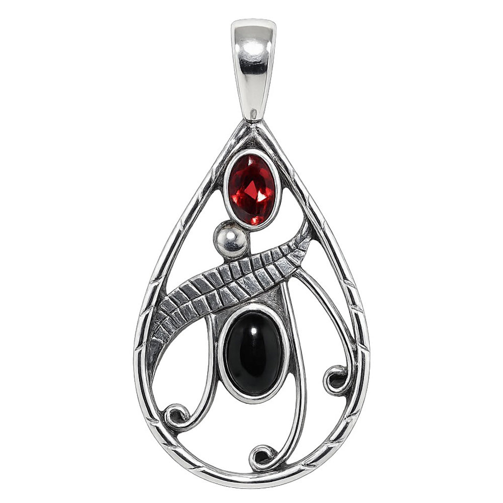 Black onyx and Hessonite Garnet 925 Sterling Silver Pendant Necklace Jewelry SP01068