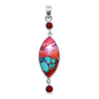 Kingman Orange Dahlia Turquoise and Hessonite Garnet 925 Sterling Silver Pendant Necklace Jewelry SP01070