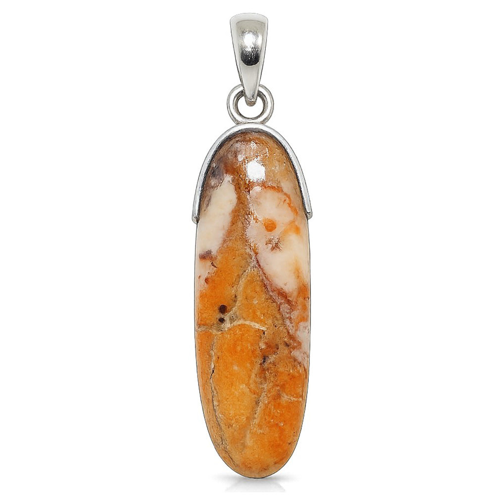 Coral Jasper 925 Sterling Silver Pendant Necklace Jewelry SP01071