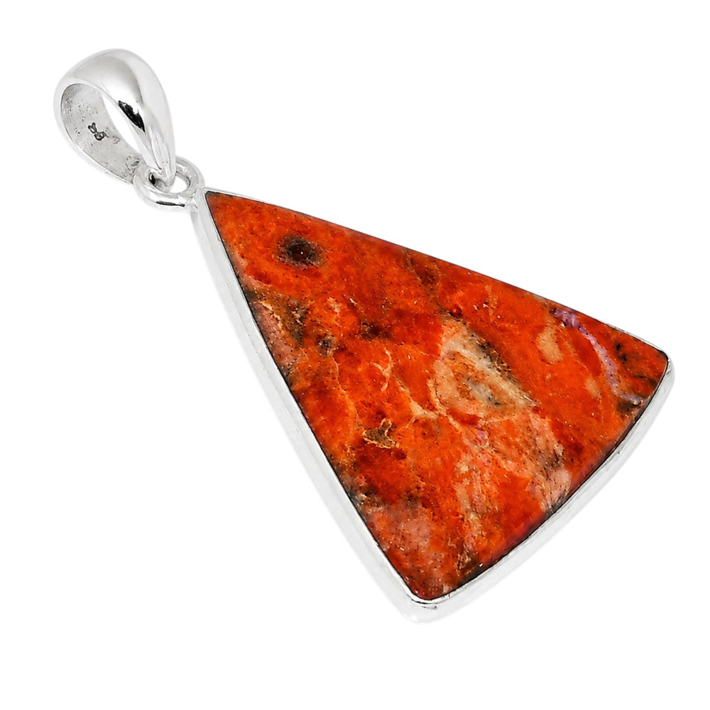 Red Sponge Coral 925 Sterling Silver Pendant Necklace Jewelry SP01074
