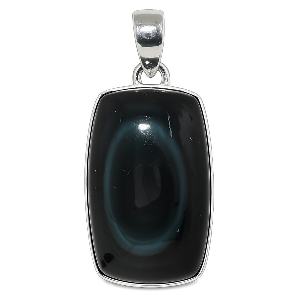 Obsidian Eye 925 Sterling Silver Pendant Necklace Jewelry SP01077