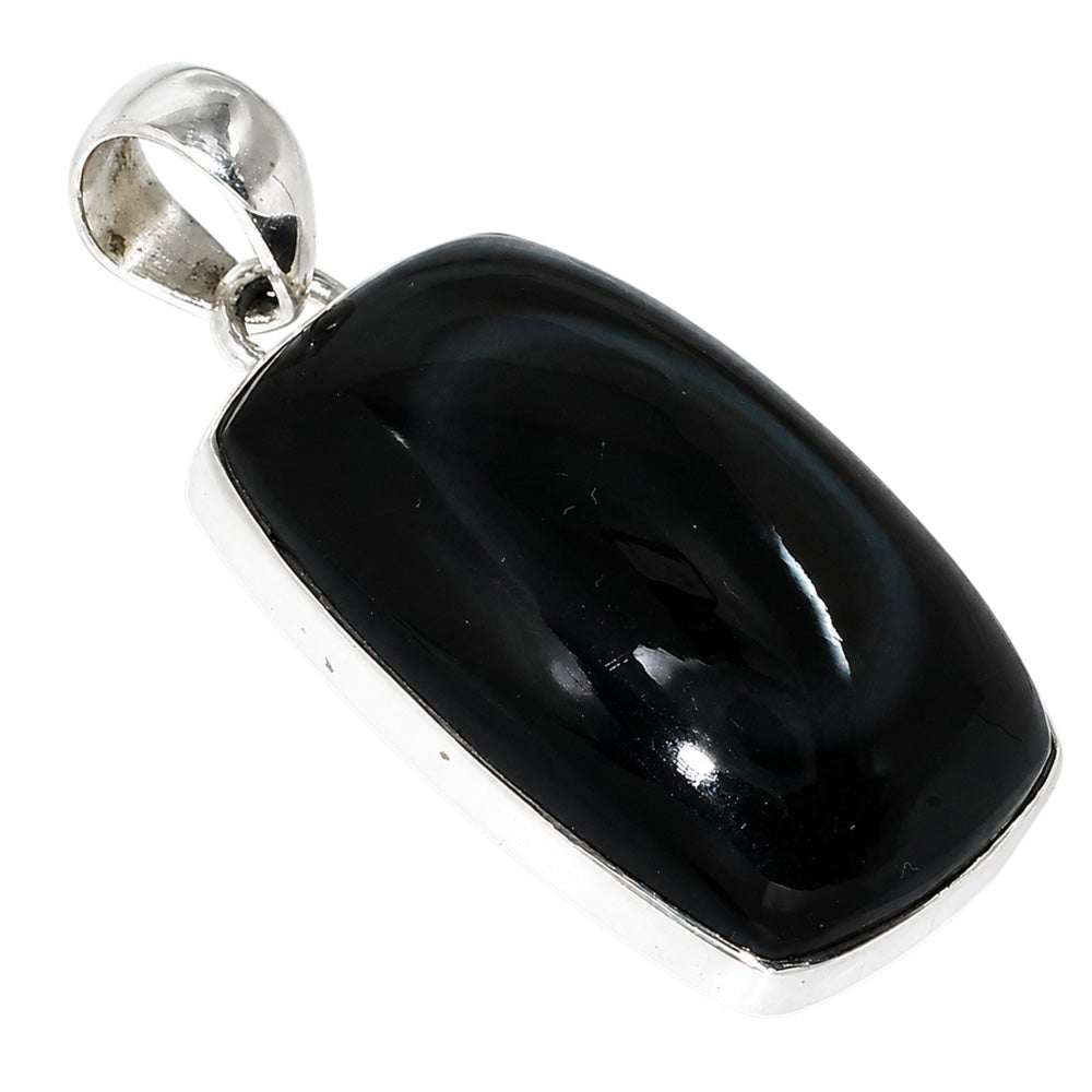 Obsidian Eye 925 Sterling Silver Pendant Necklace Jewelry SP01077