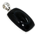 Obsidian Eye 925 Sterling Silver Pendant Necklace Jewelry SP01077