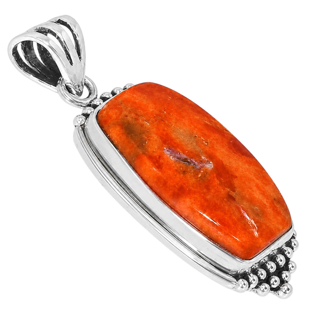 Red Sponge Coral 925 Sterling Silver Pendant Necklace Jewelry SP01080