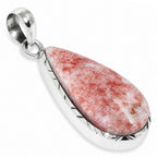 Cinnabar 925 Sterling Silver Pendant Necklace Jewelry SP01081