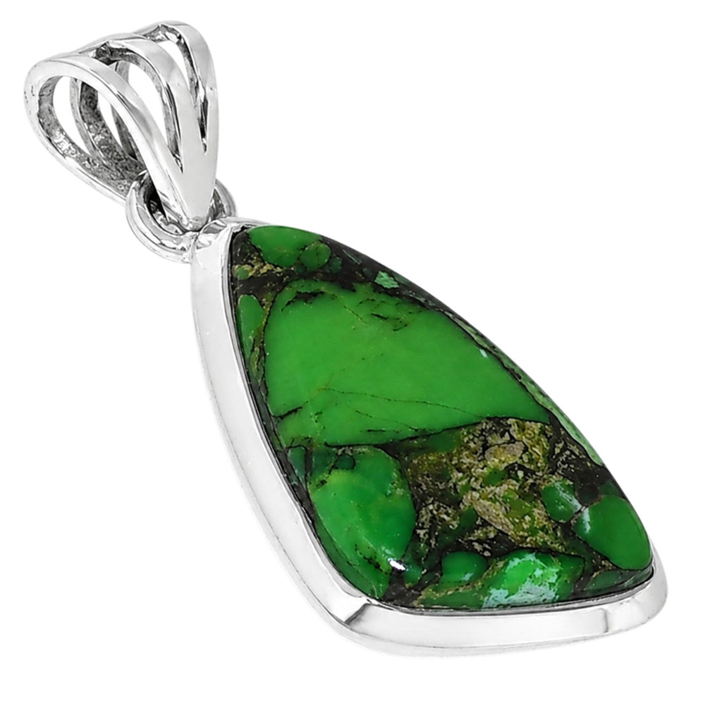 Green Matrix Turquoise 925 Sterling Silver Pendant Necklace Jewelry SP01083