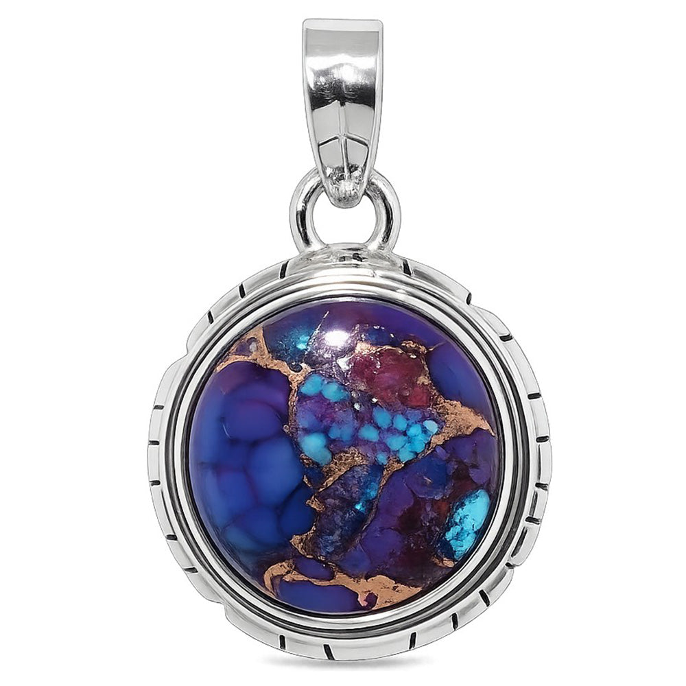Kingman Purple Dahlia Turquoise 925 Sterling Silver Pendant Necklace Jewelry SP01084