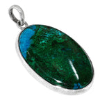 Azurite Chrysocolla 925 Sterling Silver Pendant Necklace Jewelry SP01086