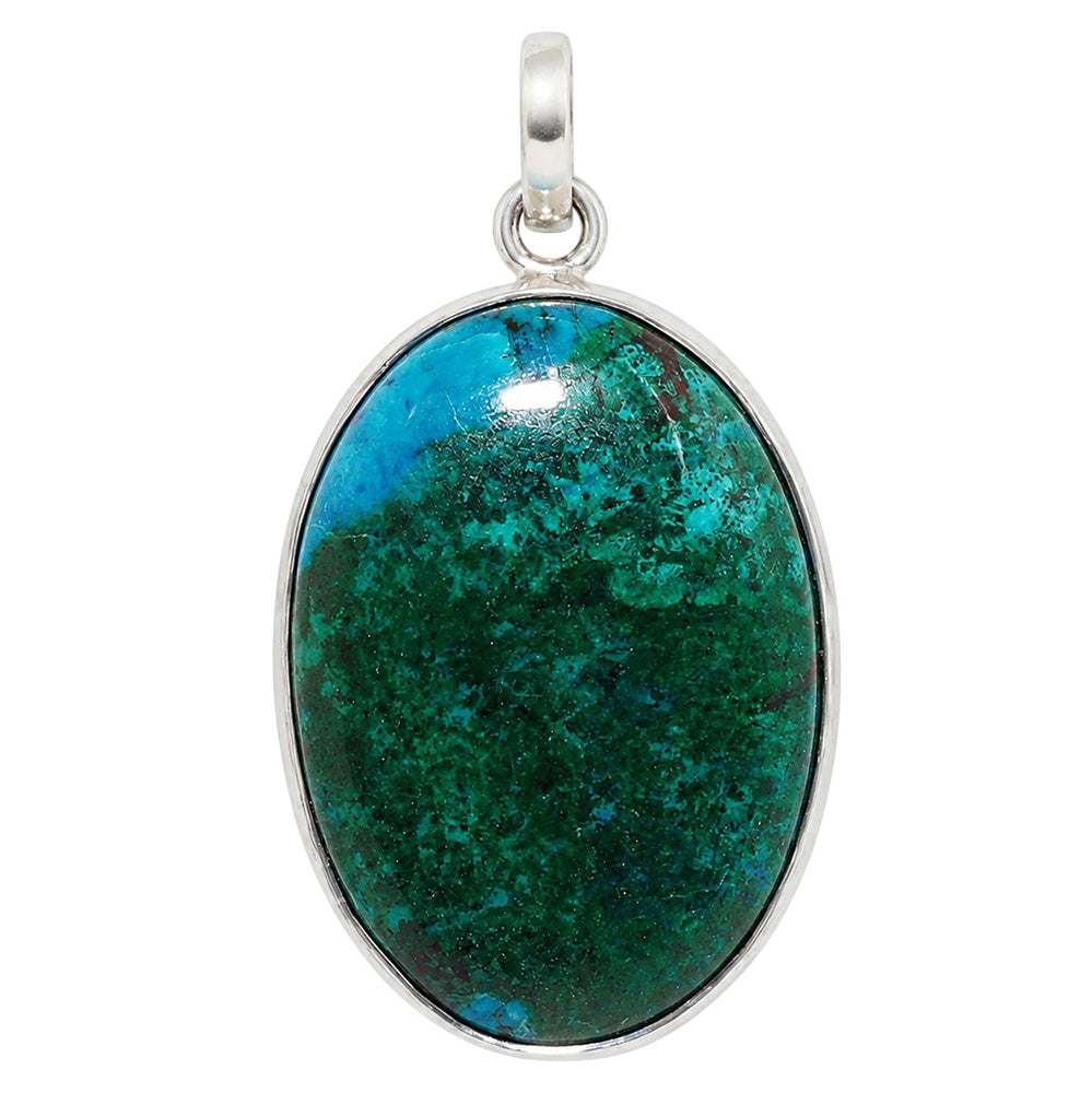 Azurite Chrysocolla 925 Sterling Silver Pendant Necklace Jewelry SP01086