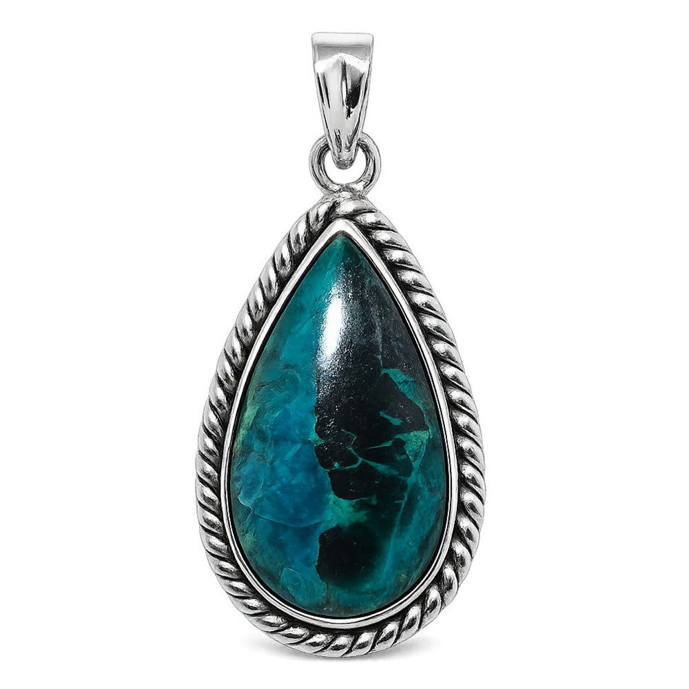 Azurite Chrysocolla 925 Sterling Silver Pendant Necklace Jewelry SP01096