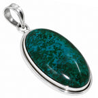 Azurite Chrysocolla 925 Sterling Silver Pendant Necklace Jewelry SP01099