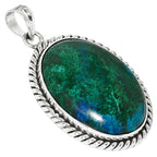 Azurite Chrysocolla 925 Sterling Silver Pendant Necklace Jewelry SP01100