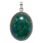 Azurite Chrysocolla 925 Sterling Silver Pendant Necklace Jewelry SP01100