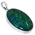 Azurite Chrysocolla 925 Sterling Silver Pendant Necklace Jewelry SP01101