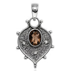 Smoky Quartz 925 Sterling Silver Pendant Necklace Jewelry SP01103