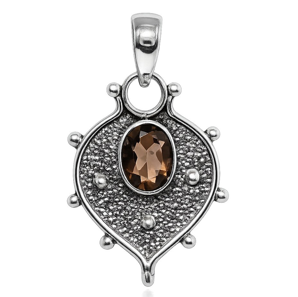 Smoky Quartz 925 Sterling Silver Pendant Necklace Jewelry SP01103