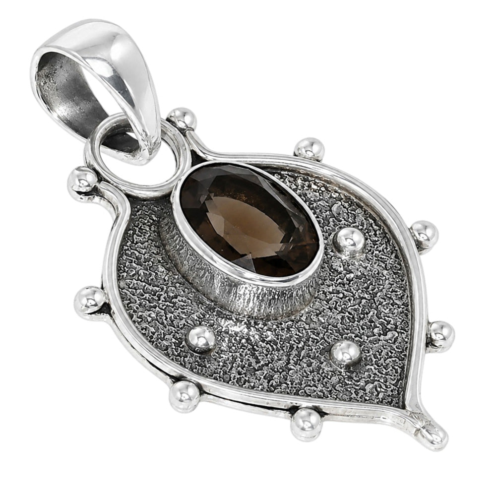 Smoky Quartz 925 Sterling Silver Pendant Necklace Jewelry SP01103