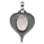 Rose Quartz Checker 925 Sterling Silver Pendant Necklace Jewelry SP01104