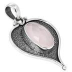 Rose Quartz Checker 925 Sterling Silver Pendant Necklace Jewelry SP01104