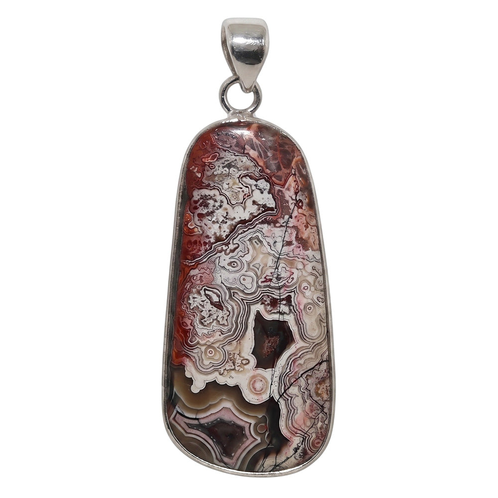 Laguna Lace Agate 925 Sterling Silver Pendant Necklace Jewelry SP01107