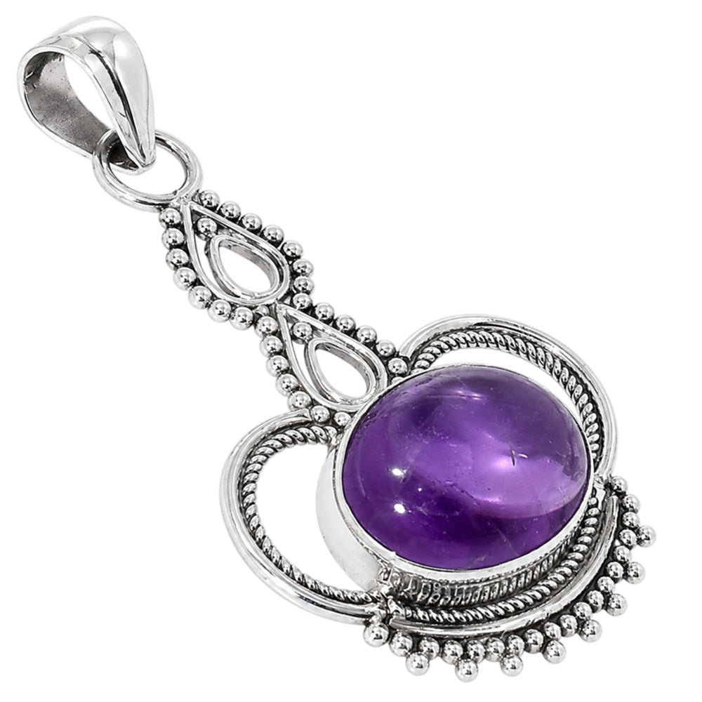 Amethyst Cab 925 Sterling Silver Pendant Necklace Jewelry SP01108