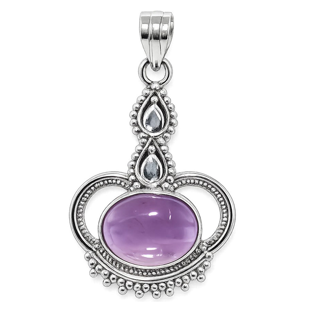 Amethyst Cab 925 Sterling Silver Pendant Necklace Jewelry SP01108