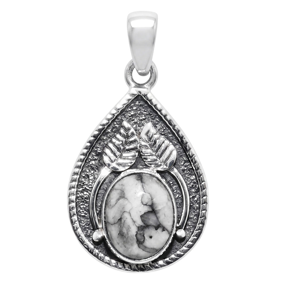 Pinolith Stone 925 Sterling Silver Pendant Necklace Jewelry SP01110